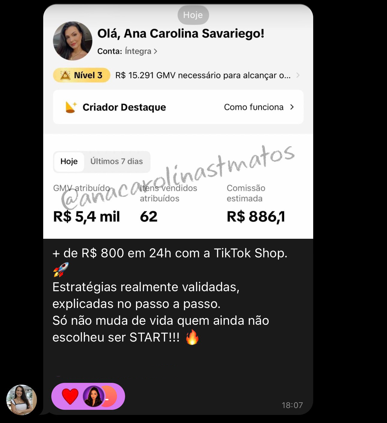 Depoimento exibido no checkout, imagem 2