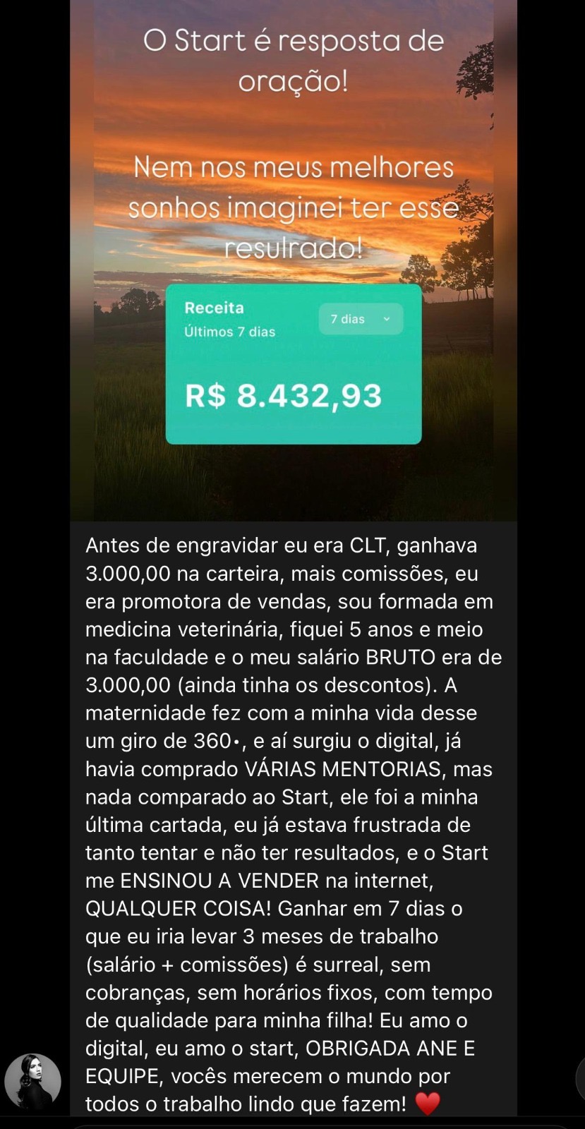 Depoimento exibido no checkout, imagem 7